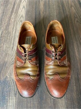 Vintage Gianfranco Lucentini Brown Leather Wingtip Oxfords Size EU 39